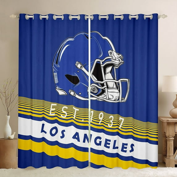 Erosebridal Los Angeles Curtains for Living Room,Yellow Stripes BlackoutCurtains Set of 2 (38x54),Rugby Helmet Curtains and Drapes (38x54),Stylish Living Room Decoration