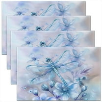 Erosebridal Lotus Folwer Place Mats Set of 4 for in Door Dinning, Mystic Dragonfly Table Place Mats for in Door Dining, Mother's Day Decor