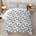 thumbnail image 1 of Erosebridal Love Heart Graffiti Bed Spread Queen for Girls, Brush Stroke Print Queen Coverlet Set, Black White, 3pcs, 1 of 7