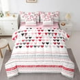 thumbnail image 1 of Erosebridal Love Heart Print Bedding Sets Twin Size,Geometric Lines Comforter Sets with Sheets,Polka Dots Bed in a Bag Twin size,Microfiber Teens Bedroom Decor,Reversible,7pcs, 1 of 6