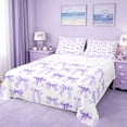 thumbnail image 1 of Erosebridal Lovely Bowknot Kids Bed Sheets,Purple Cartoon Coquette Bowtie King Sheets For Girls 4pcs, 1 of 6