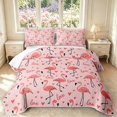 thumbnail image 1 of Erosebridal Lovely Flamingo Animals Quilt King,Kawaii Wildlife King Coverlet Set,Pink Red,3-Piece,1 Bedspread and 2 Pillowcases, 1 of 7