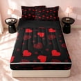 thumbnail image 1 of Erosebridal Lovely HeartsZipper Twin Comforter Sets with Fitted Sheet and 2 Pillowcases, Romantic Love Zipper Bedding Set, Black Reversible, Black Red, Black Reversible, 1 of 7