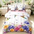 thumbnail image 1 of Erosebridal Lovely Hummingbird 7-Piece Twin Bedding,Kawaii Wildlife Bedding Comforter Set,White Blue,Pink Reversible, 1 of 7