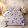 thumbnail image 1 of Erosebridal Lovely Hummingbird Quilt Full,Watercolor Tropical Full Bedspread Sets,Lavender Purple,3-Piece,1 Coverlet and 2 Pillowcases, 1 of 7