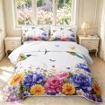 thumbnail image 1 of Erosebridal Lovely Hummingbird Twin Quilt Set,Kawaii Wildlife Twin Coverlet Set,White Blue,2pcs,1 Bedspread and 1 Pillowcase, 1 of 7