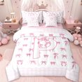 thumbnail image 1 of Erosebridal Lovely Pink Bowtie Kids 7-Piece Twin Bedding Sets,Initial Alphabet P Bedding Comforter Set For Girls,Pink Reversible, 1 of 7