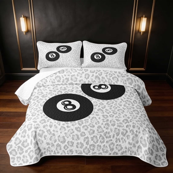 Erosebridal Lucky 8 Bed Spread Queen Snow Leopard Queen Coverlet Set, Snow Leopard 3pcs 1 Quilt and 2 Pillowcases