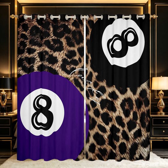 Erosebridal Lucky 8 Blackout Curtains Azure Window Curtains Pack of 2 (38x45 Each), Azure Leopard