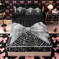 thumbnail image 1 of Erosebridal Luxurious Satin Bow Zipper Full Size Comforter Sets with Fitted Sheet and 2 Pillowcases,Shimmer Zebra Pattern Zipper Bedding Set,Silver Black,4pcs,Black Reversible, 1 of 6