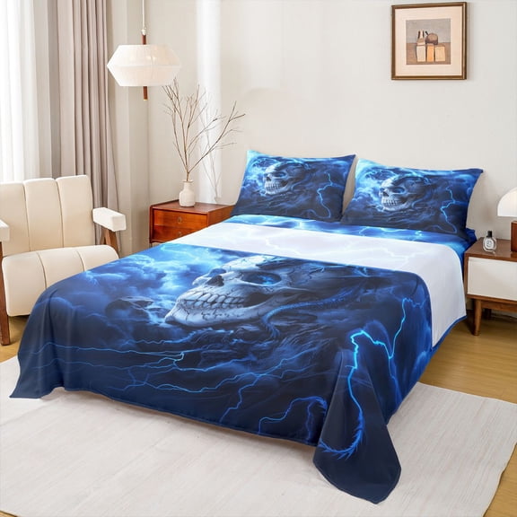 Erosebridal Dragon Skull Full 4-Piece Adult Gothic Magic Animal Sheet Set