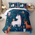 thumbnail image 1 of Erosebridal Magic Animal Unicorn Bed Spread Queen,Jungle Owl Deer Queen Coverlet Set For Girls,3-Piece, 1 of 7