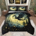 thumbnail image 1 of Erosebridal Magic Dragon Queen Comforter Set for Boys, Magical Jungle Night Bedding Comforter Set, Black Reversible, 1 Comforter and 2 Pillowcases, 1 of 6