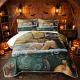 thumbnail image 1 of Erosebridal Magic Witch Twin Quilt Set, Happy Halloween Theme Twin Coverlet Set for Boys Girls, Emerald Green Pumpkin, 2 Pieces 1 Bedspread and 1 Pillowcase, 1 of 7