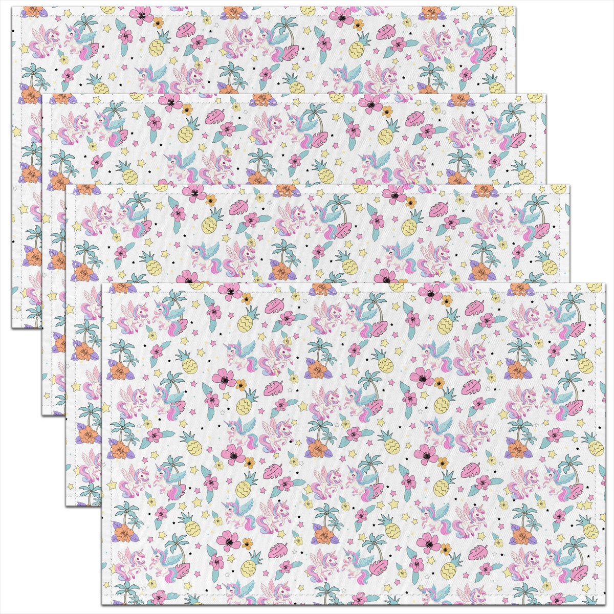 Erosebridal Magical Unicorn Place Mats Set of 4 for in Door Dinning ...