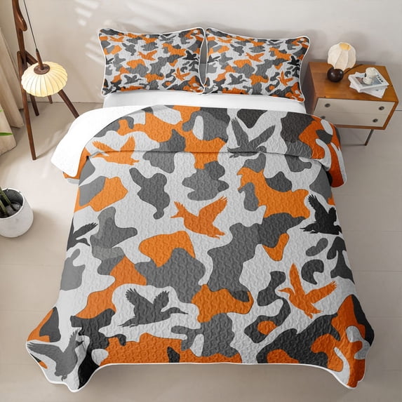 Erosebridal Mallard Duck Camo Twin Quilt Set,Wild Camouflage Pattern Twin Coverlet Set For Boys,2 Pieces