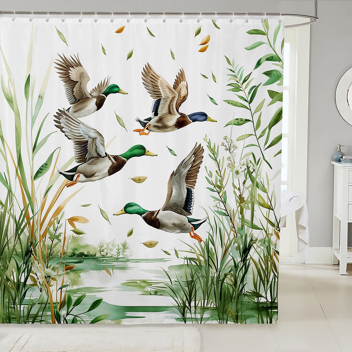 Erosebridal Mallard Duck Shower Curtain 72Wx72L,Rustic Animal Bath ...