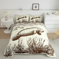 thumbnail image 1 of Erosebridal Manatee Comforter Set King Size, Water Animal Bedding , Cartoon Sea Cow Sketch Room Decor Kawaii Ocean Hand Drawn Bedding Comforter Sets, Beige Fishes Plants Quilt, 1 of 5