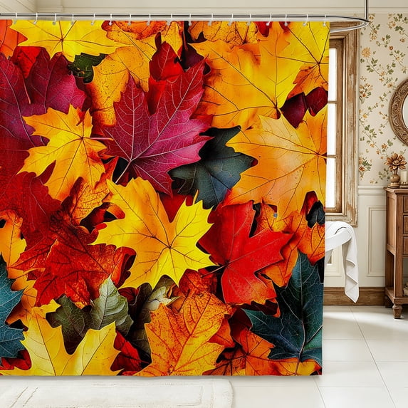Erosebridal Maple Leaves Shower Curtain 72Wx84L,Fall Foliage Bathroom Shower Curtain,Rainbow