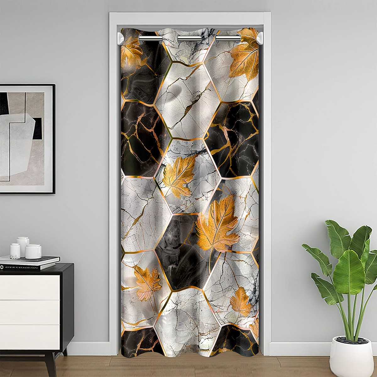 Erosebridal Gold Metallic Marble Shower Curtain - 72x72 Inch, Glitter White & Gold Abstract Design, Waterproof Polyester
