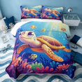thumbnail image 1 of Erosebridal Marine Turtle Twin Quilt Set, Coastal Animal Twin Coverlet Set, Polka Dots Reversible 2 Pieces, 1 Bedspread and 1 Pillowcase, 1 of 7