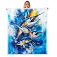 thumbnail image 1 of Erosebridal Marlin Swordfish Sherpa Blanket Nautical Animal Fleece Throw Blanket Fishing Theme Plush Blanket for Sofa Bed Couch,Queen 90x90 Inches, 1 of 6