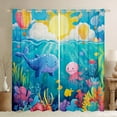 thumbnail image 1 of Erosebridal Whale Jellyfish Curtains for Living Room,Ocean Wildlife 30%-50% Blackout Curtains Set of 2 (38x45),Curtains Pack of 2 (38x45),Underwater World Decoration, 1 of 6