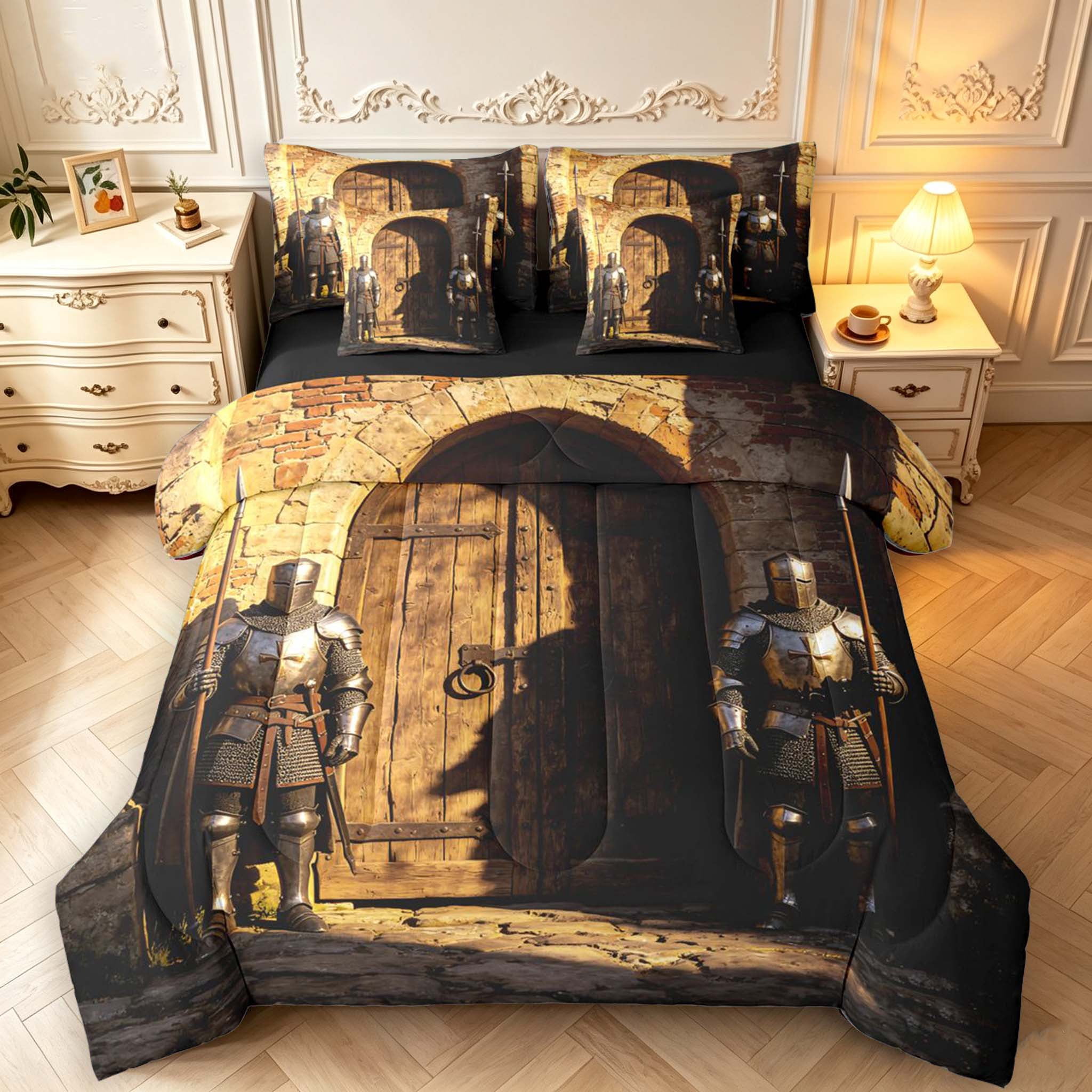 Erosebridal Medieval Armor Guards 7-Piece Twin Bedding,Castle Wooden ...