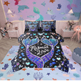 thumbnail image 1 of Erosebridal Mermaid Love Bedding Sets Twin Size, Fairy Tale Comforter Sets with Sheets, Ocean Princess Reversible Bed Set, Breathable Room Decorative, 7-Piece, 1 of 6