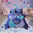 thumbnail image 1 of Erosebridal Mermaid Princess Bed in a Bag Queen size, Bling Fish Tail Bed Set, Marine Reversible Bedding Queen Size, Microfiber Bedroom Decorative, 7pcs, 1 of 6