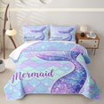 thumbnail image 1 of Erosebridal Mermaid Princess Quilt Full for Boys Girls, Purple Fish Scales Full Bedspread Sets, 3-Piece, 1 of 7