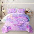 thumbnail image 1 of Erosebridal Mermaid Princess Tail Twin Quilt Set for Girls, Glitter Seashell Starfish Twin Coverlet Set, 2pcs, 1 of 7