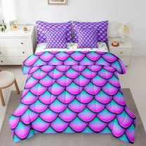 Erosebridal Mermaid Scale Bed in a Bag Twin size, Marine Princess Bed Set, Teenager Reversible Bedding Twin Size, Super Cozy Bedroom Decoration, 7pcs