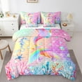thumbnail image 1 of Erosebridal Mermaid Tail Comforter Set ,Twin Mermaid Bed in A Bags ,Gradient Rainbow Fish Scale Bedding Sets,Colorful Sealife Seahorse Nautical Reversible Bed Sets 7 Pcs, 1 of 4
