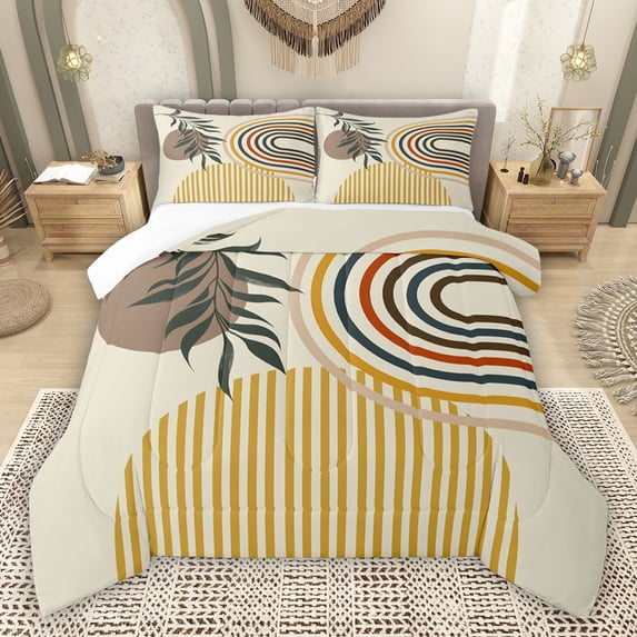 Erosebridal Mid Century Art Full Size Comforter Sets, Minimalism Bedding Sets, 1 Comforter and 2 Pillowcases