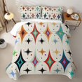 thumbnail image 1 of Erosebridal Mid Century Star Twin Quilt Set for Boys Girls, Retro Cream Abstract Print Twin Coverlet Set, 2pcs, 1 of 7