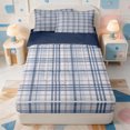 thumbnail image 1 of Erosebridal Mid-Century Stripes Zipper Full Size Comforter Sets with Fitted Sheet and 2 Pillowcases,Geometric Lines Art Zipper Bedding Set,Navy Blue Reversible,4pcs, 1 of 7