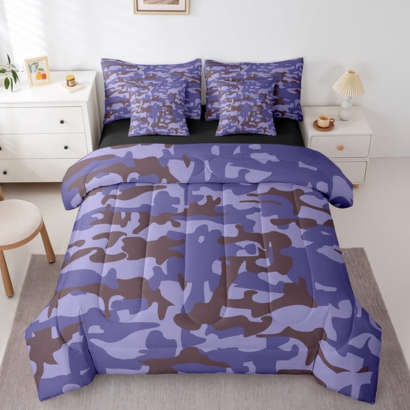 Erosebridal Military Army Bedding King Size, Modern Camouflage Bed Set, Teens Adults Reversible Bed in a Bag King size, Microfiber Room Decoration, 7pcs