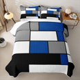 thumbnail image 1 of Erosebridal Minimalist Block Quilt King for Women Men, Angular Rectangle Print King Coverlet Set, Blue Gray, 3pcs, 1 of 7