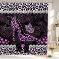 thumbnail image 1 of Erosebridal Minimalist Cheetah High Heels Print Shower Curtain 72Wx72L,Lovely Bowknot Pearl Bathroom Curtain,Black Pink, 1 of 5