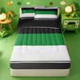 thumbnail image 1 of Erosebridal Minimalist Geometric Stripes Zipper Queen Comforter Set with Fitted Sheet and 2 Pillowcases,Green Stripe Pattern Zipper Bedding Set For Girls,Black Reversible,4pcs, 1 of 7