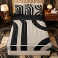 thumbnail image 1 of Erosebridal Minimalist Modern Pattern Zipper Twin Comforter Sets with Fitted Sheet and 2 Pillowcases,Curved Line Print Zipper Bedding Set,Beige Black,Black Reversible, 1 of 6