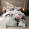 thumbnail image 1 of Erosebridal Minimalist Oil Painting Quilt King, Black Pink Gray King Coverlet Set, Reversible 3pcs 1 Bedspread and 2 Pillowcases, 1 of 7