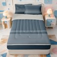 thumbnail image 1 of Erosebridal Minimalist Stripe Zipper Full Size Comforter Sets with Fitted Sheet and 2 Pillowcases,Linear Lines Zipper Bedding Set,Light Gray Reversible,4pcs, 1 of 7