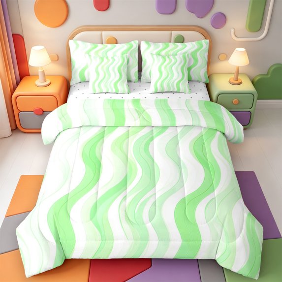 Erosebridal Minimalist Striped 7 Pieces Full Size Bedding Sets,Line Geometric Pattern Full Size Bed in a Bag,Reversible