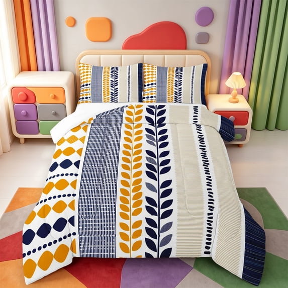 Erosebridal Minimalist Striped Full Size Comforter Sets,Abstract Geometric Lines Bedding Comforter Set,3-Piece,1 Comforter and 2 Pillowcases