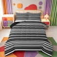 thumbnail image 1 of Erosebridal Minimalist Striped Full Size Comforter Sets,Stripes Art Bedding Comforter Set,Black Reversible,3 Pieces,1 Comforter and 2 Pillowcases, 1 of 7