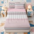thumbnail image 1 of Erosebridal Minimalist Stripes Zipper Full Size Comforter Sets with Fitted Sheet and 2 Pillowcases,Geometric Line Pattern Zipper Bedding Set,Pink Reversible,4 Pieces, 1 of 7