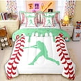 thumbnail image 1 of Erosebridal Mint Dripping Baseball Stitch & Batter Silhouette Graphic Twin Bedding Sets 7-Piece, Baseball Graphic Bedding Comforter Set for Boys And Girls Kids,Lightweight Room Decor, 1 of 6