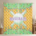 thumbnail image 1 of Erosebridal Mint & Purple Dripping Waffle Green Baseball & Bat Sketch Graphic Black Out Curtains, Baseball Graphic Curtains Pack of 2 (42x63 Each) for Boys And Girls Kids,Breathable Home Decor, 1 of 6